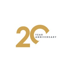 20 Year Anniversary Vector Template Design Illustration - obrazy, fototapety, plakaty