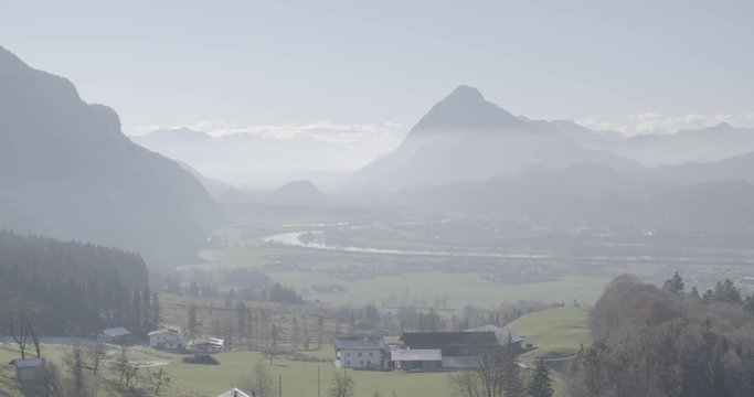 Full 4k S-Log 3cine. Shot on Sony FS7 with Zeiss CP2. Depicting The Town of Kufstein in the Inn Valley In Tirol Austria.