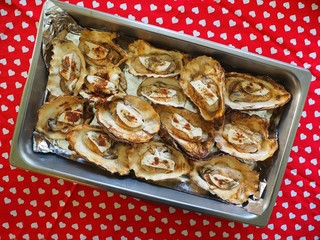 Oysters in shells