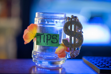 Empty Tips Jar at bar