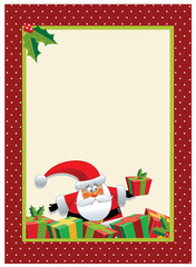 Christmas card or invitation with Santa and gifts