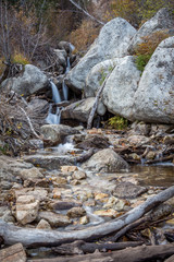 Long exposure of stream flowing through rocks