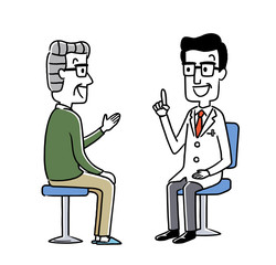 診察：男性医師とシニア男性
