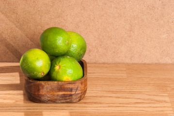 fresh lemon on the vintage wooden table