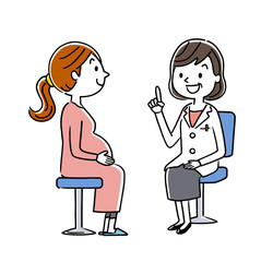 診察：女性医師と妊婦
