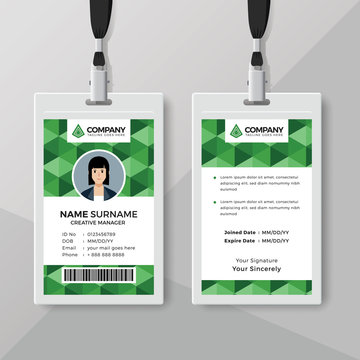 Creative ID card template with abstract green background
