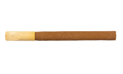 cigar with wooden tip isolated on white background
