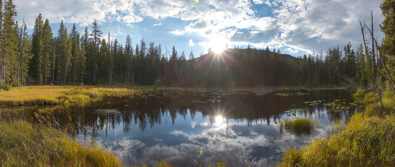 Fototapeta na wymiar Panoramic HDR of Mountain Lake