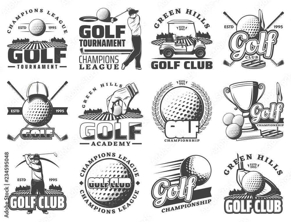 Wall mural golf sport game vector icons and symbols - Wall murals