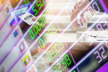Economic and exchange rate in the current economic situation is not stable.This image is double exposure.