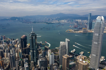 Aerial view of Hong Kong business district