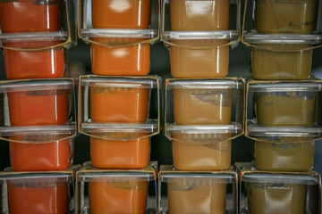 Stacked Containers of Baby Food