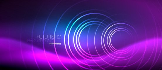 Neon glowing circles background
