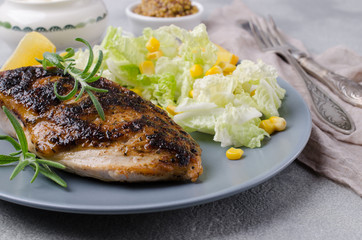Fried chicken breast with spices