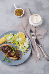 Fried chicken breast with spices