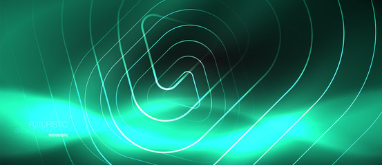 Dark black abstract background with neon colors and lines