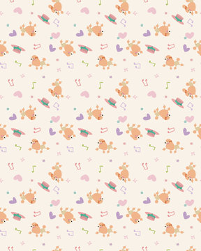 トイプードルの可愛い壁紙 シームレスパターン パリのイメージ Stock ベクター Adobe Stock