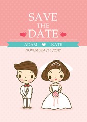 Wedding Card Pink. White Wedding Dress.