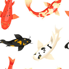 Fish exotic cold blooded animals seamless pattern vector.