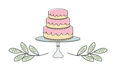 Cake Tiers with Leaf Border
