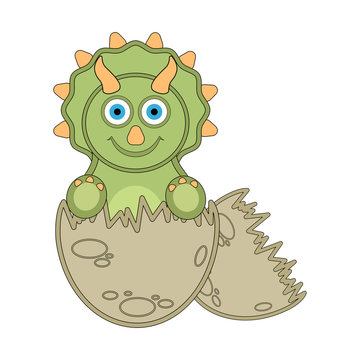 Cute dinosaur on an eggshell. Vector illustration design