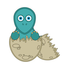 Cute dinosaur on an eggshell. Vector illustration design