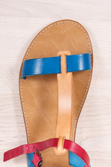 Womanly leather sandals, shoes for using on holiday concept