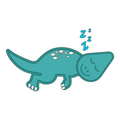 Cute dinosaur cartoon character sleeping. Vector illustration design