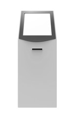 Information Kiosk, POS POI Terminal Stand on the white background. Mock Up Template. 3D illustration