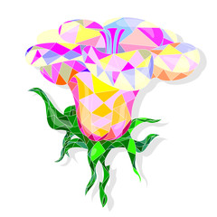 Fantasy flower vector illustration set isolated. Polygonal design.