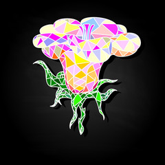 Fantasy flower vector illustration set isolated. Polygonal design.