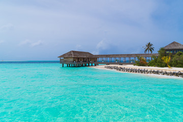 Beautiful tropical Maldives island on the beach background.
