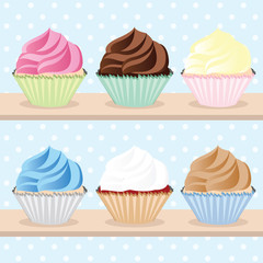 Cupcakes on Shelves