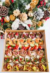 Fototapeta na wymiar Christmas appetizers in the box