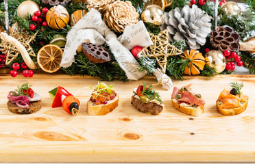 Christmas appetizers on the table