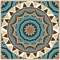 Traditional ornamental floral mandala pattern. For design of carpet, shawl, pillow, cushion. Vector illustration