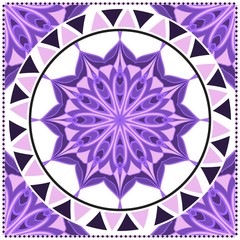 Template print for Sofa Square Pillow. Floral Geometric Pattern with hand-drawing Mandala. illustration. For fabric, textile, bandana, scarg, carpet print