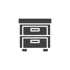Nightstand vector icon. filled flat sign for mobile concept and web design. Drawer simple solid icon. Symbol, logo illustration. Pixel perfect vector graphics