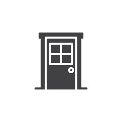 Door with window vector icon. filled flat sign for mobile concept and web design. Entrance door simple solid icon. Symbol, logo illustration. Pixel perfect vector graphics