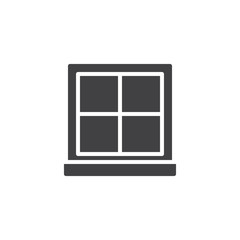 Window frame vector icon. filled flat sign for mobile concept and web design. Window with glass pane and ledge simple solid icon. Symbol, logo illustration. Pixel perfect vector graphics