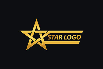 Obraz premium Gold Star logo designs template with Black Background
