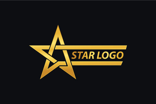 Gold Star logo designs template with Black Background