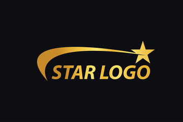 Gold Star logo designs template with Black Background