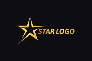 Gold Star logo designs template with Black Background