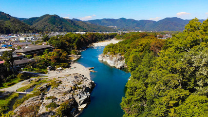 長瀞渓谷　ドローン空撮　埼玉県秩父郡