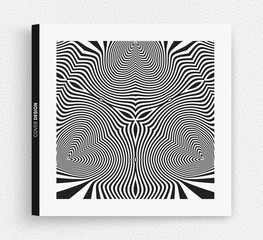 Cover design template. Black and white design. Abstract striped background. Vector illustration.
