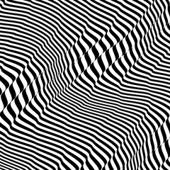 Pattern with optical illusion. Black and white design. Abstract striped background. Vector illustration.