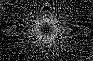 Abstract circular background with dynamic dots. Radial structure for science or technology.  Network illustration with particle. 3D grid surface.