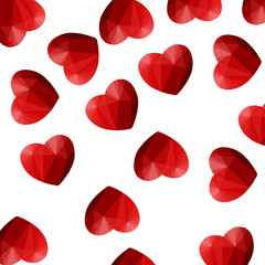 Red hearts on white background