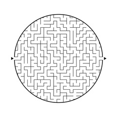 Difficult round labyrinth. Game for kids. Puzzle for children. One entrance, one exit. Maze conundrum. Flat vector illustration isolated on white background.
